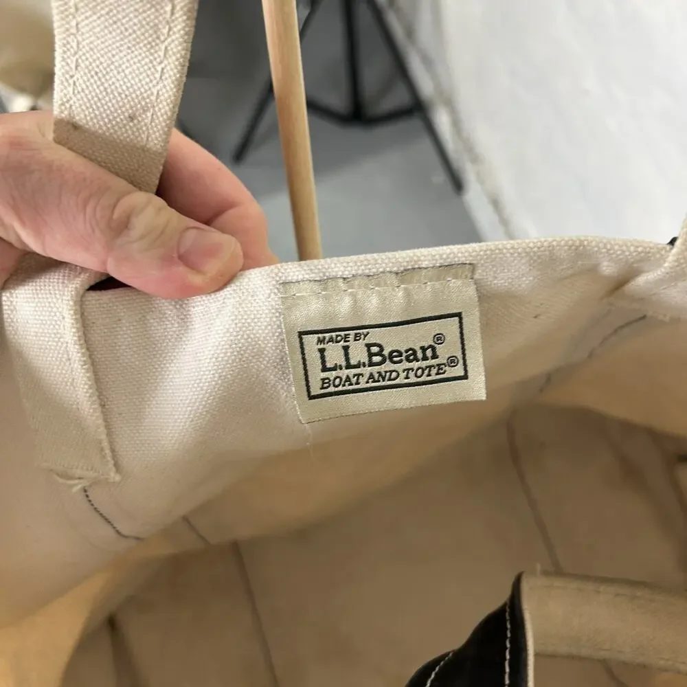 Vintage L.L. Bean Canvas Boat & Tote Bag Small “Black White